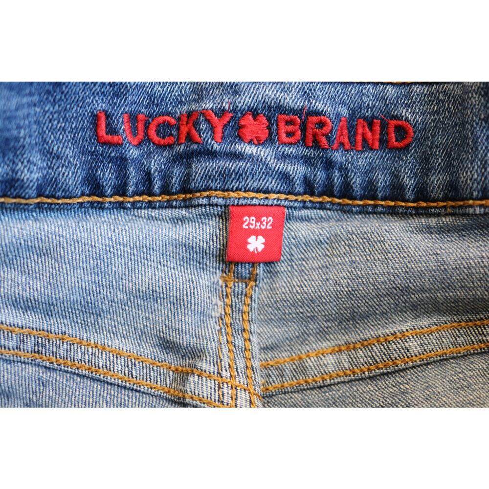 LUCKY BRAND Jeans Mens 29x32 Solid Wash Denim Straight Leg Blue Denim Character - Picture 10 of 13